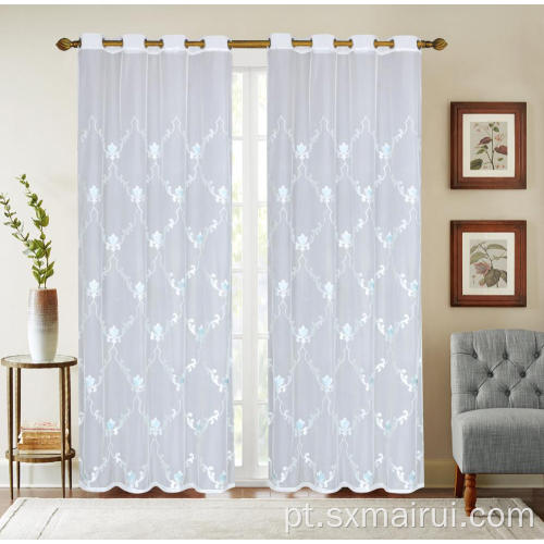 Painel de cortina de bordado transparente para quarto
